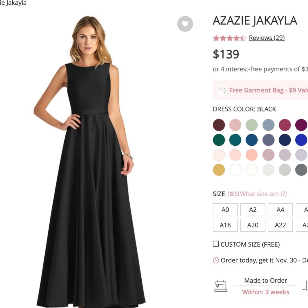 Custom-made Black Bridesmaid Dress